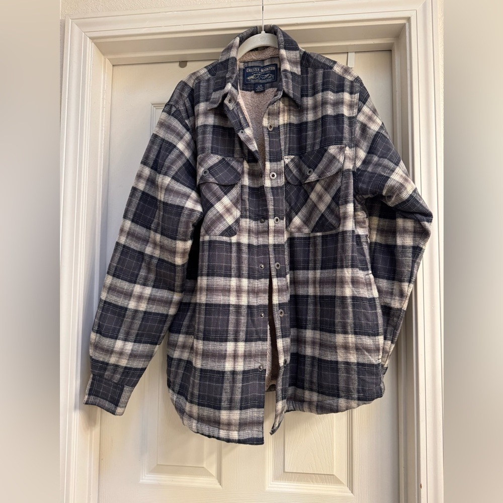 Grizzly Mountain Plaid Flannel Shirt Jacket Fleece Lined Men’s Sz L